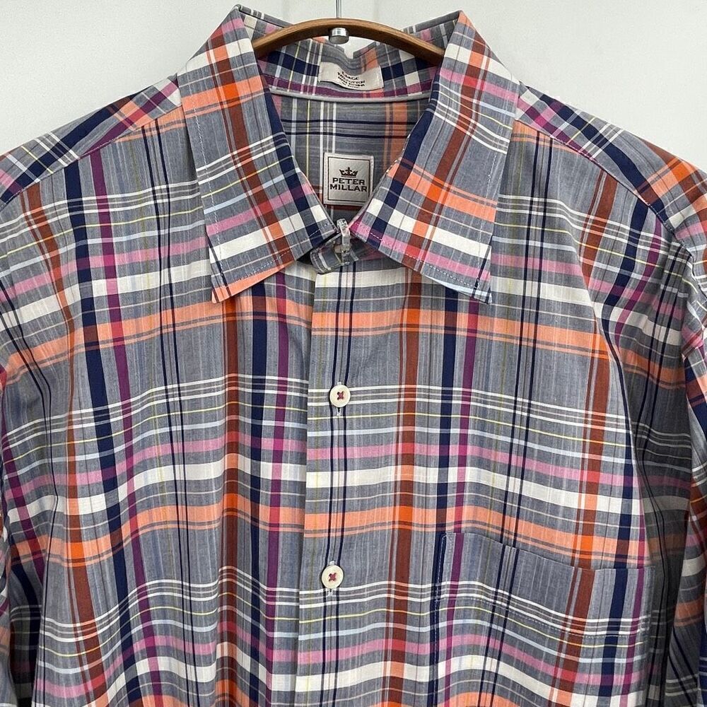 Peter Millar Multicolor Plaid Collared Long Sleeve Button-Up Shirt Large - Picture 2 of 6